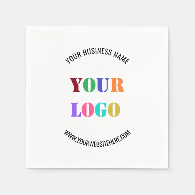 Custom Company Logo Name Website Business Napkins (Front)