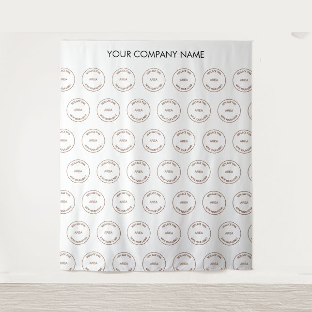 Custom Company Logo Name White Photo Backdrop Tapestry (Front)