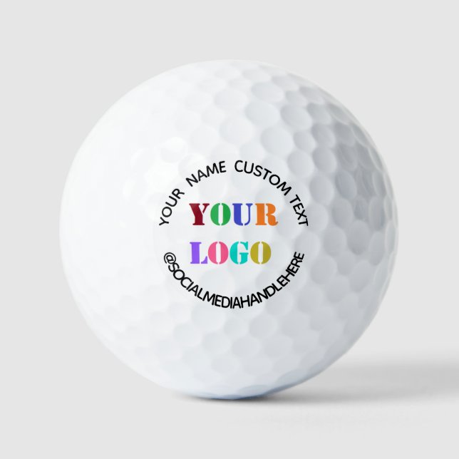 Custom Company Logo or Photo and Text Golf Balls (Front)