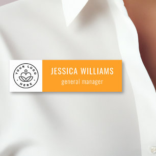 Custom Company Logo Orange Employee Name Tag