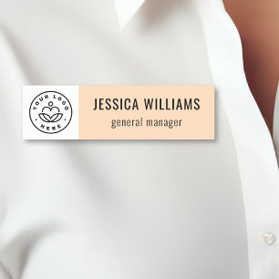 Custom Company Logo Peach Employee Name Tag