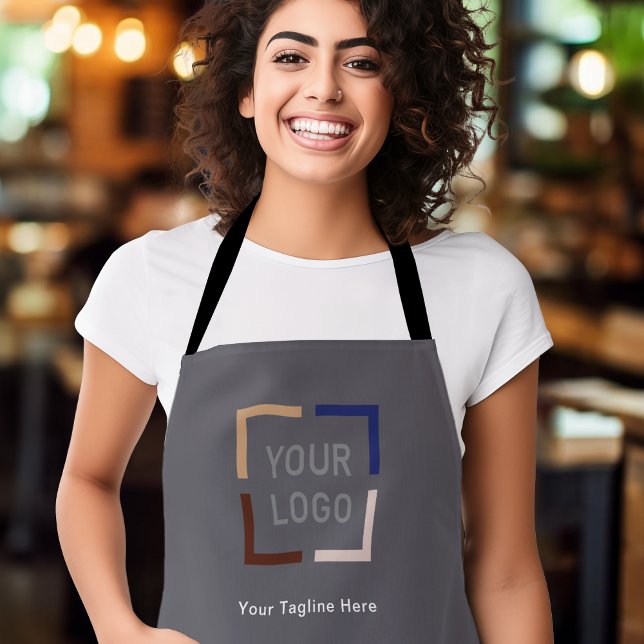 Custom Company Logo personalised smokey grey Apron (Custom Company Logo personalized smokey gray Apron)