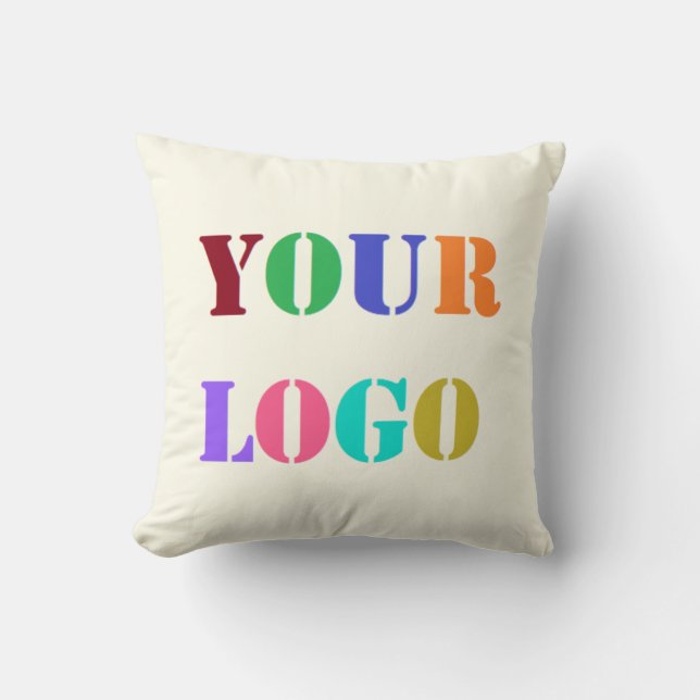 Custom Company Logo Photo Promotional Throw Pillow (Front)