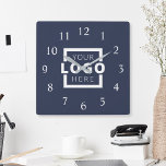 Custom Company Logo Promotional Branded Square Wall Clock<br><div class="desc">Add your custom business corporate logo to create a unique wall clock. Makes a great promotional giveaway or corporate gift for customers,  vendors,  employees or other special people. Choose from different clock shapes and sizes. No minimum quantity,  no setup fees.</div>