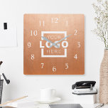 Custom Company Logo Promotional Branded Square Wall Clock<br><div class="desc">Add your custom business corporate logo to create a unique wall clock. Makes a great promotional giveaway or corporate gift for customers,  vendors,  employees or other special people. Choose from different clock shapes and sizes. No minimum quantity,  no setup fees.</div>