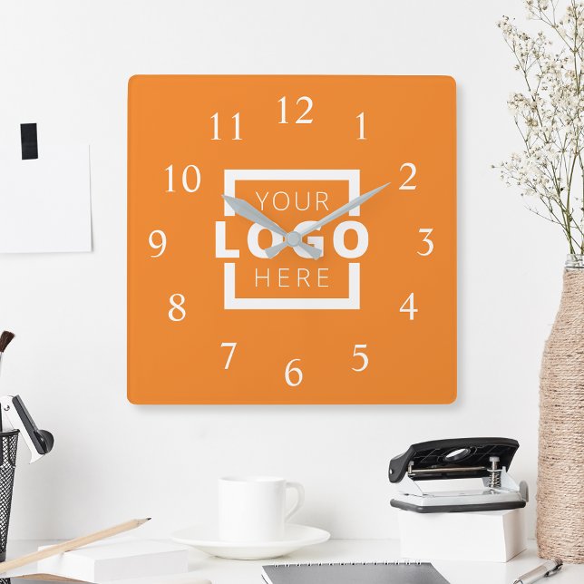 Custom Company Logo Promotional Branded Square Wall Clock (Creator Uploaded)