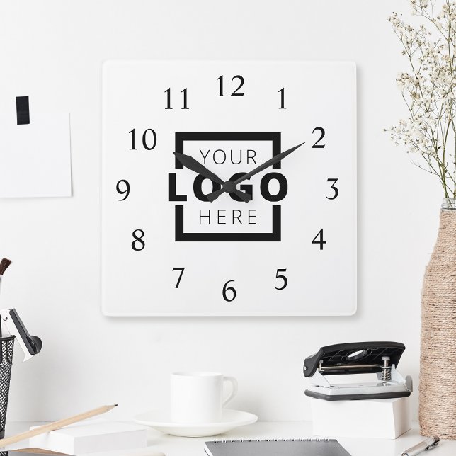 Custom Company Logo Promotional Branded Square Wall Clock (Creator Uploaded)