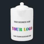 Custom Company Logo Promotional Business Teapot<br><div class="desc">Custom Colours and Fonts - Personalised Teapots with Your Company Logo and Text Promotional Business Teapot - Add Your Logo / Image - Photo or QR Code and Text / Information / more - Resize and move elements with Customisation tool. Choose / add your favourite background and text colours /...</div>