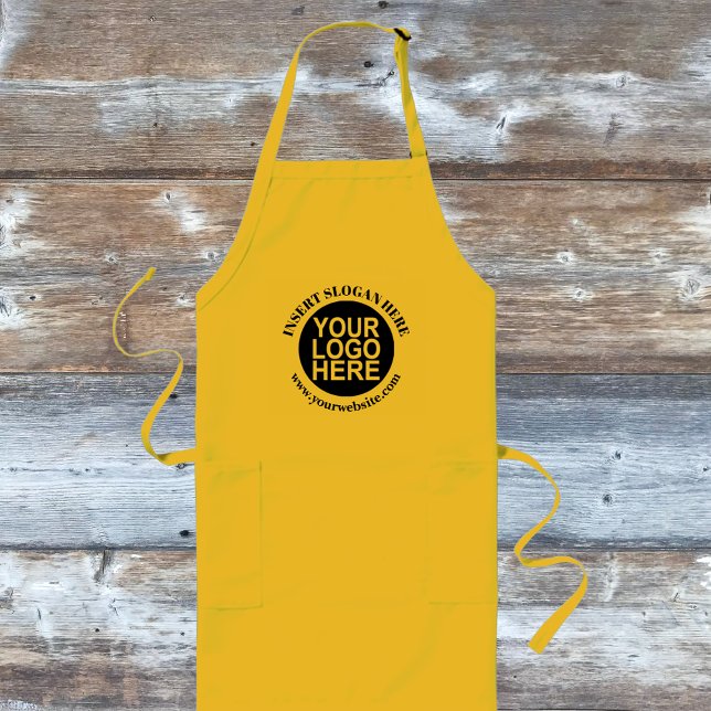Custom Company Logo Promotional Yellow Long Apron (Creator Uploaded)