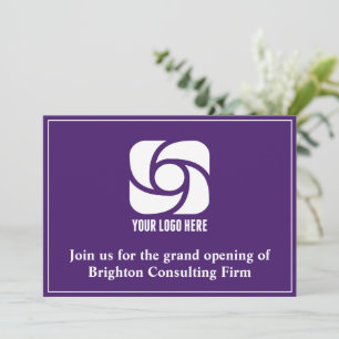 Custom Company Logo Purple Business Grand Opening Announcement