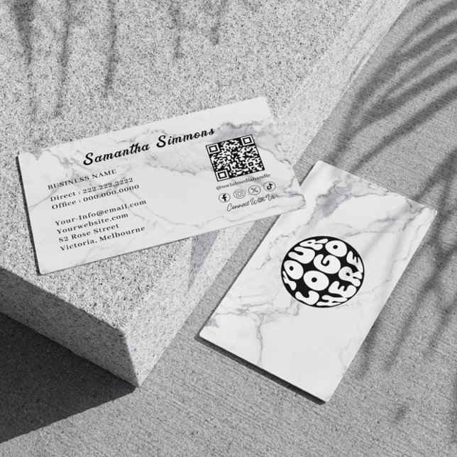 Custom Company Logo QR Code Employee Simple Trendy Business Card (Creator Uploaded)
