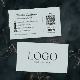 Custom Company Logo QR Code Modern Minimalist Business Card