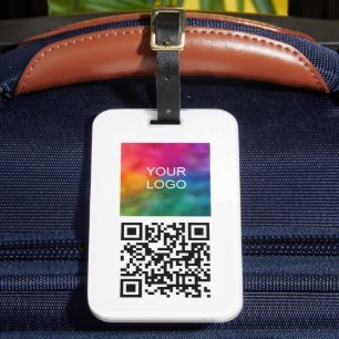 Custom Company Logo QR Code Name Text Scan Me Luggage Tag