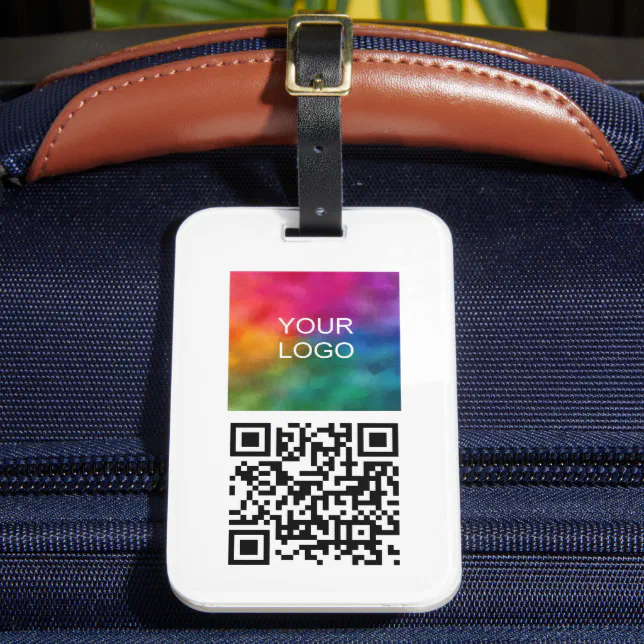 Qr Code Name Text Custom Company Logo QR Code Name Text Scan Me Luggage Tag | Zazzle