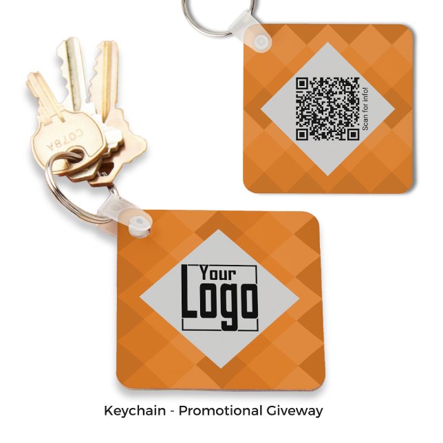 Custom Company Logo QR-code Orange & Grey Key Ring (Custom Company Logo QR-code Orange & Gray Keychain)