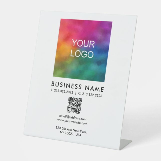 Custom Company Logo QR Code Promotional Vertical Pedestal Sign (Front)