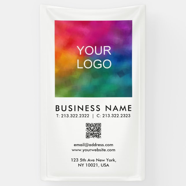 Custom Company Logo QR Code Vertical Promotional Banner (Vertical)