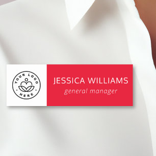 Custom Company Logo Red Employee Name Tag