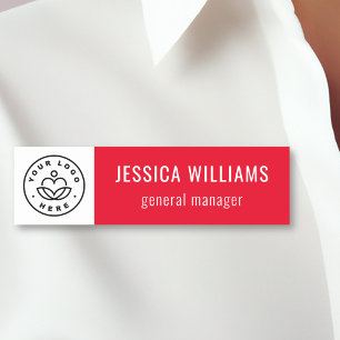 Custom Company Logo Red Employee Name Tag