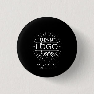 Custom Company Logo Slogan Business Modern Black 3 Cm Round Badge