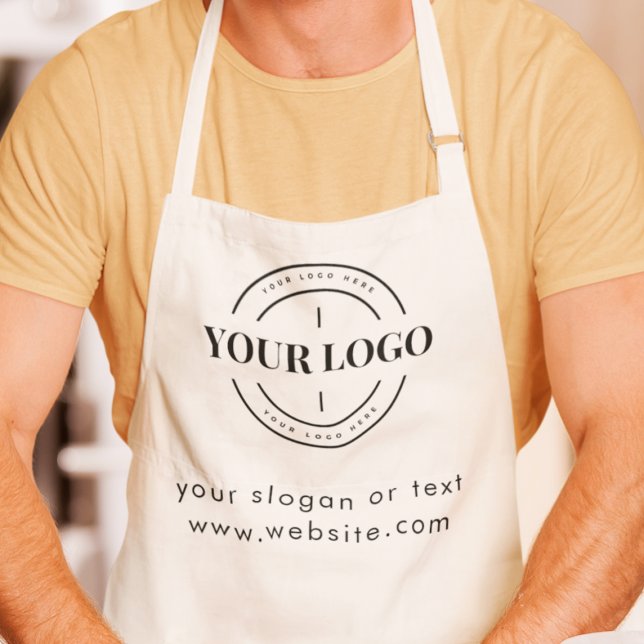 Custom Company Logo Slogan Employee Uniform White Apron (Creator Uploaded)