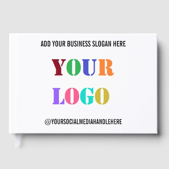Custom Company Logo Social Media Text Guest Book (Front)