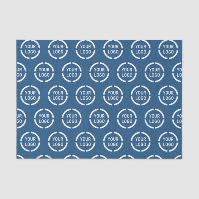 Custom company logo teal blue branded tissue paper (Front)