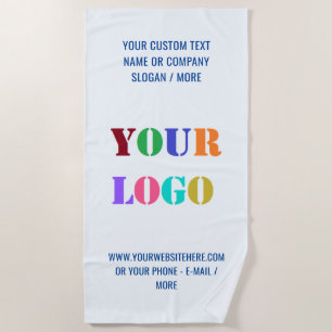 Custom Company Logo Text and Colours Beach Towel