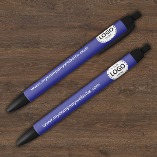 Custom Company Logo & Text Blue Black Ink Pen
