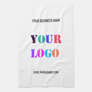 Custom Company Logo Text Business Kitchen Towel