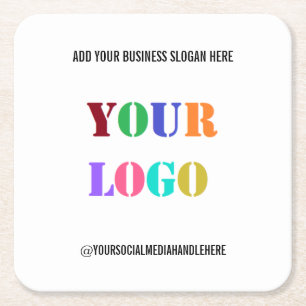 Custom Company Logo Text Business Paper Coaster
