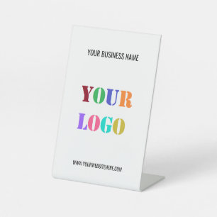 Custom Company Logo Text Business Pedestal Sign