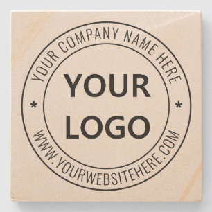 Custom Company Logo Text Business Stone Coaster