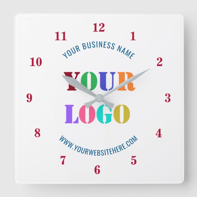 Custom Company Logo Text Business Wall Clock (Front)