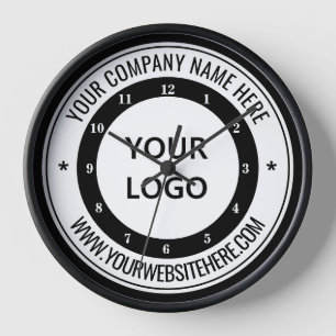 Custom Company Logo Text Business Wall Clock