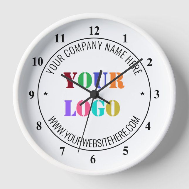 Custom Company Logo Text Clock Design Your Own (Front)