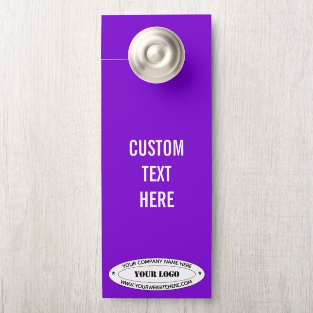 Custom Company Logo Text Door Hanger Your Colours (On Knob)