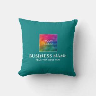 Custom Company Logo Text Elegant Template Square Cushion