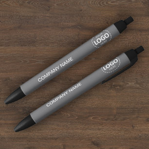 Custom Company Logo & Text Gray Pen