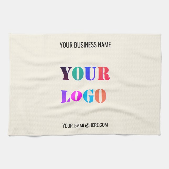 Custom Company Logo Text Kitchen Towels Template (Horizontal)