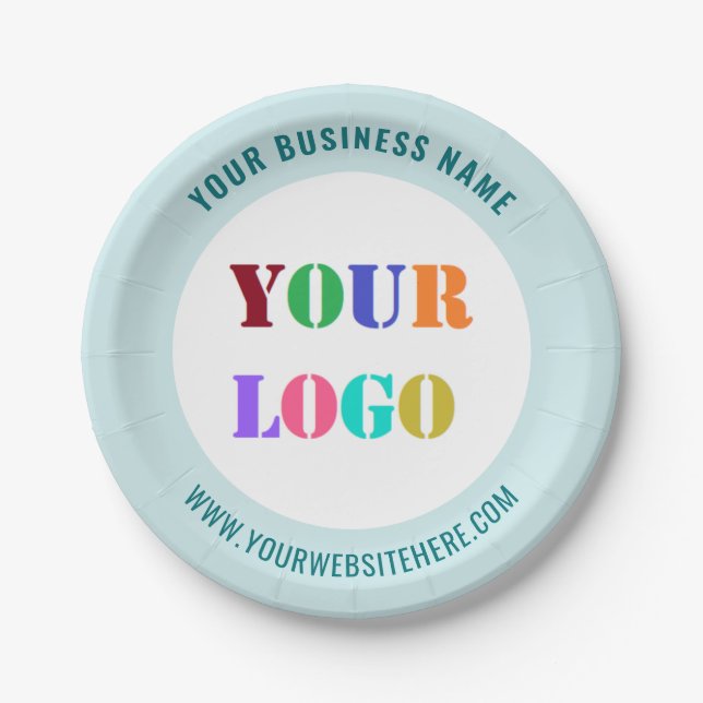 Custom Company Logo Text Paper Plates Your Colours (Front)