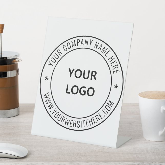 Custom Company Logo Text Pedestal Sign Template (In SItu)