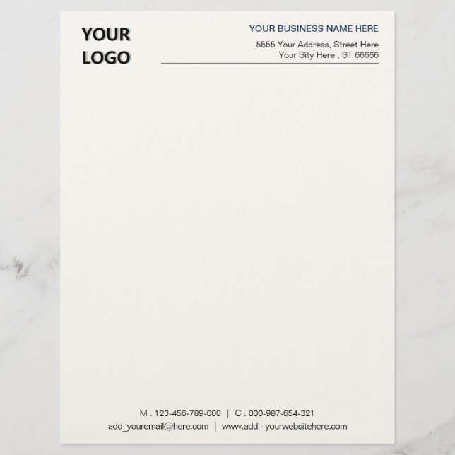 Custom Company Logo Text Personalised Letterhead (Front)