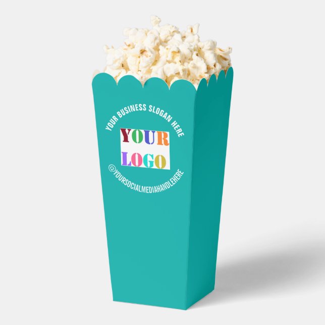 Custom Company Logo Text Popcorn Box Example (Popped)