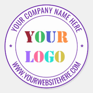 Custom Company Logo Text Round Sticker Template