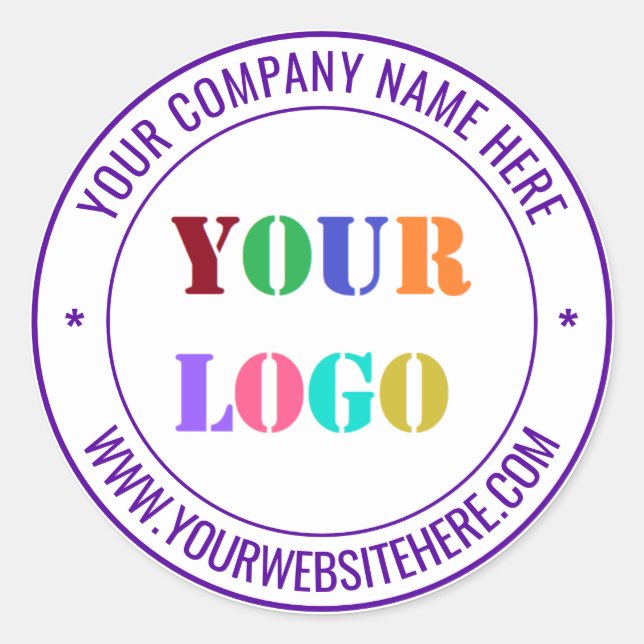 Custom Company Logo Text Round Sticker Template (Front)