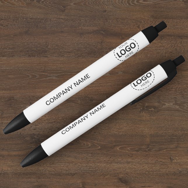 Custom Company Logo & Text White  Blue Ink Pen (Creator Uploaded)