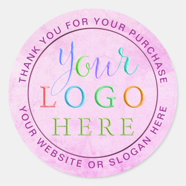 Custom Company Logo Thank You Sticker Pink (Front)
