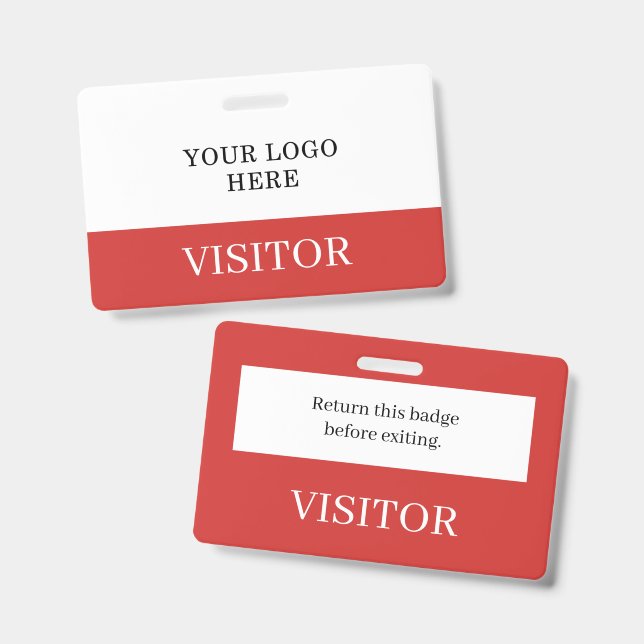 Custom Company Logo Visitor Pass ID Badge (Front & Back)