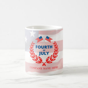 Custom Company Name 4th Of July Patriotic USA Flag Coffee Mug